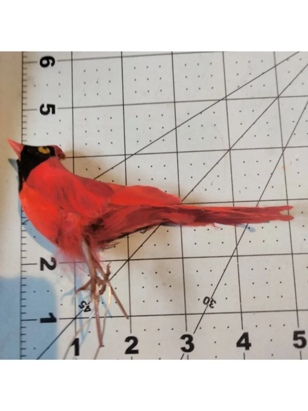 Red Cardinal Bird Figurine Ornament Feathers Wire Pick Craft Decoration Lot 4
